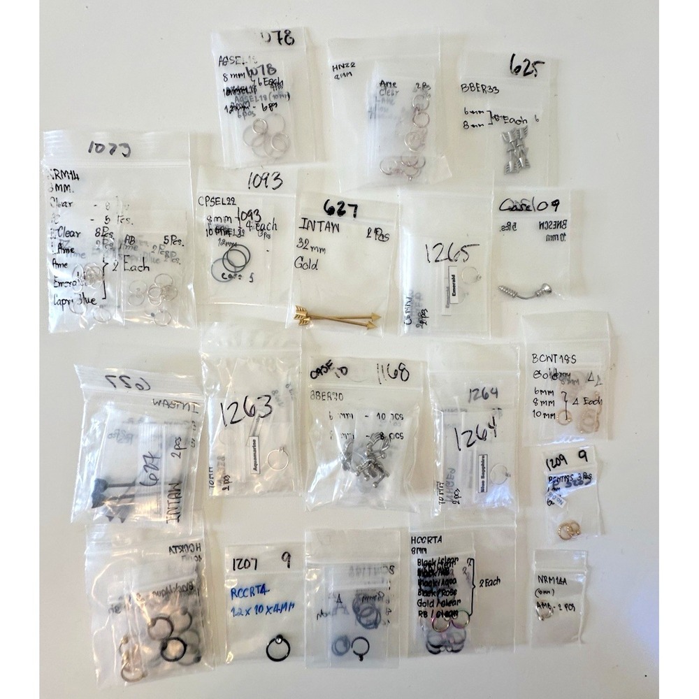 Body Jewelry Huge Lot‎ Rings Bars Gemstones Gold Silver nose lip Belly eyebrow